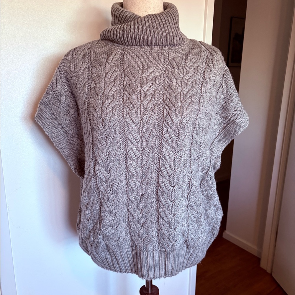 Splendid Taupe Cable Knit Turtleneck Sweater